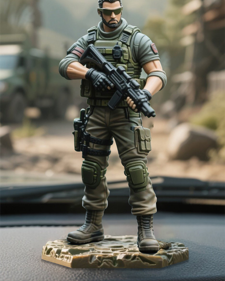 Delta Action Figure Model Hand-Made Souvenir Three-Person Warrior Car Ornament Car Interior Decoration Supplies