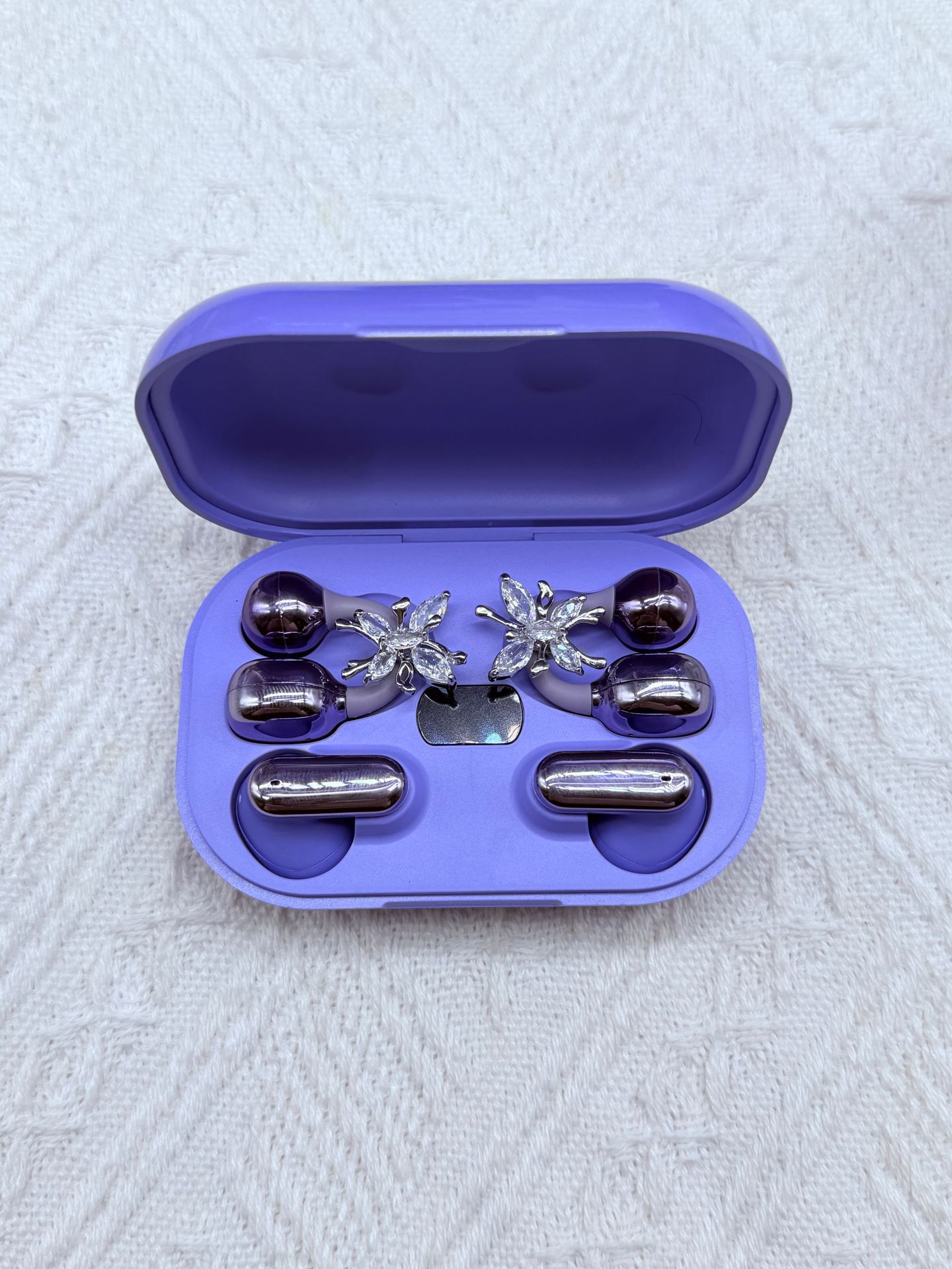 Auriculares violeta + mariposas