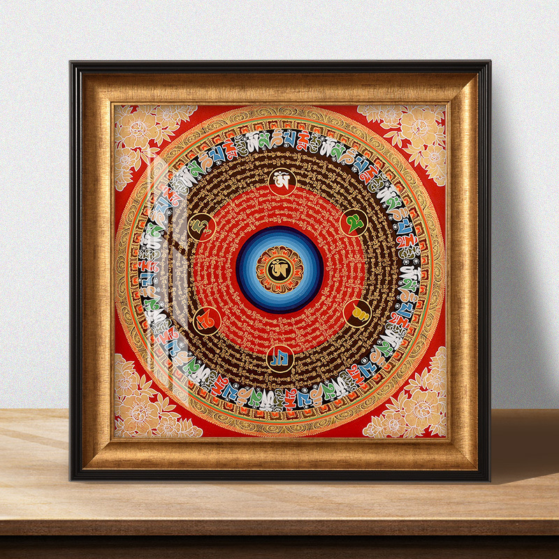 Tangka Painting Frame Mounted Xizang Buddha Statue Yellow and Green Tara Six-Character Mantra Zhaliram Retro Photo Frame Decoration Others Tangka Painting Frame Mounted Xizang Buddha Statue Yellow and Green Tara Six-Character Mantra Zhaliram Retro Photo Frame Decoration Others