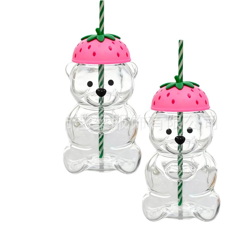 Transfronterizo Amazon Bearista Glass Straw Cup Teddy Bear Glass Straw Cup en stock