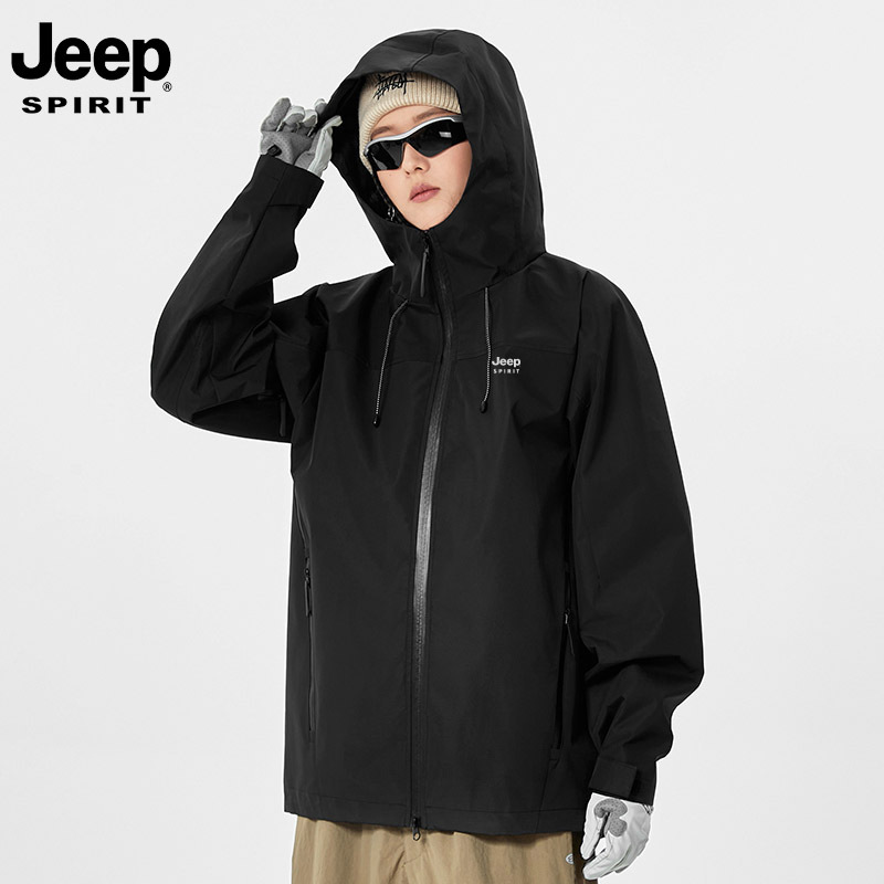 JEEP SPIRIT Jeep-style windbreaker for men and women, outdoor fashion casual sports couple's hooded jacket, spring and autumn jacket