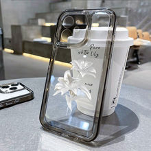 ins风百合花朵适用iPhone14手机壳13pro小众x苹果12全包11保护套