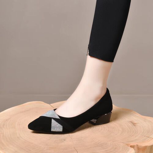 Women's Single Strap  Spring and Autumn New Style Flat Mouth Pointed High Heels Women's Fashion Trendy Leather Shoes Versatile Elegant Women's Shoes