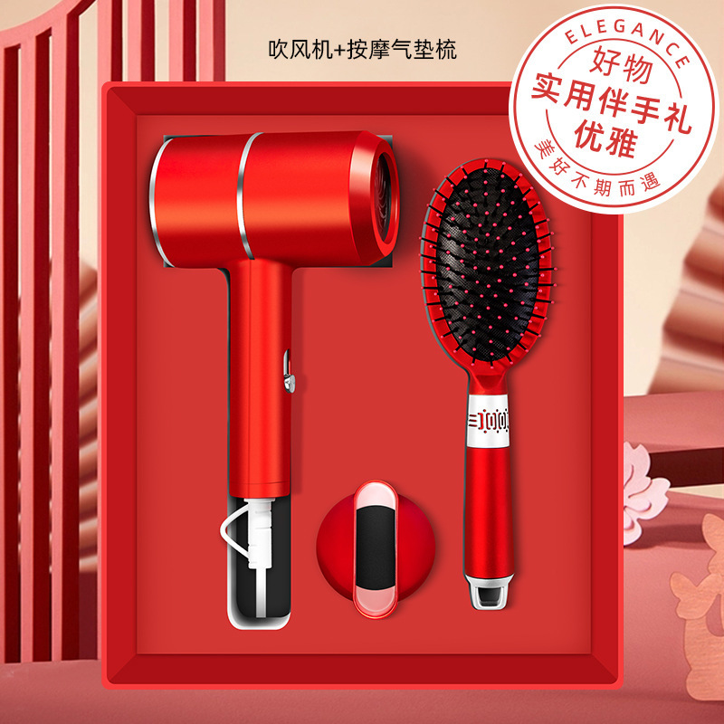 헤어 드라이어 + 마사지 빗-레드