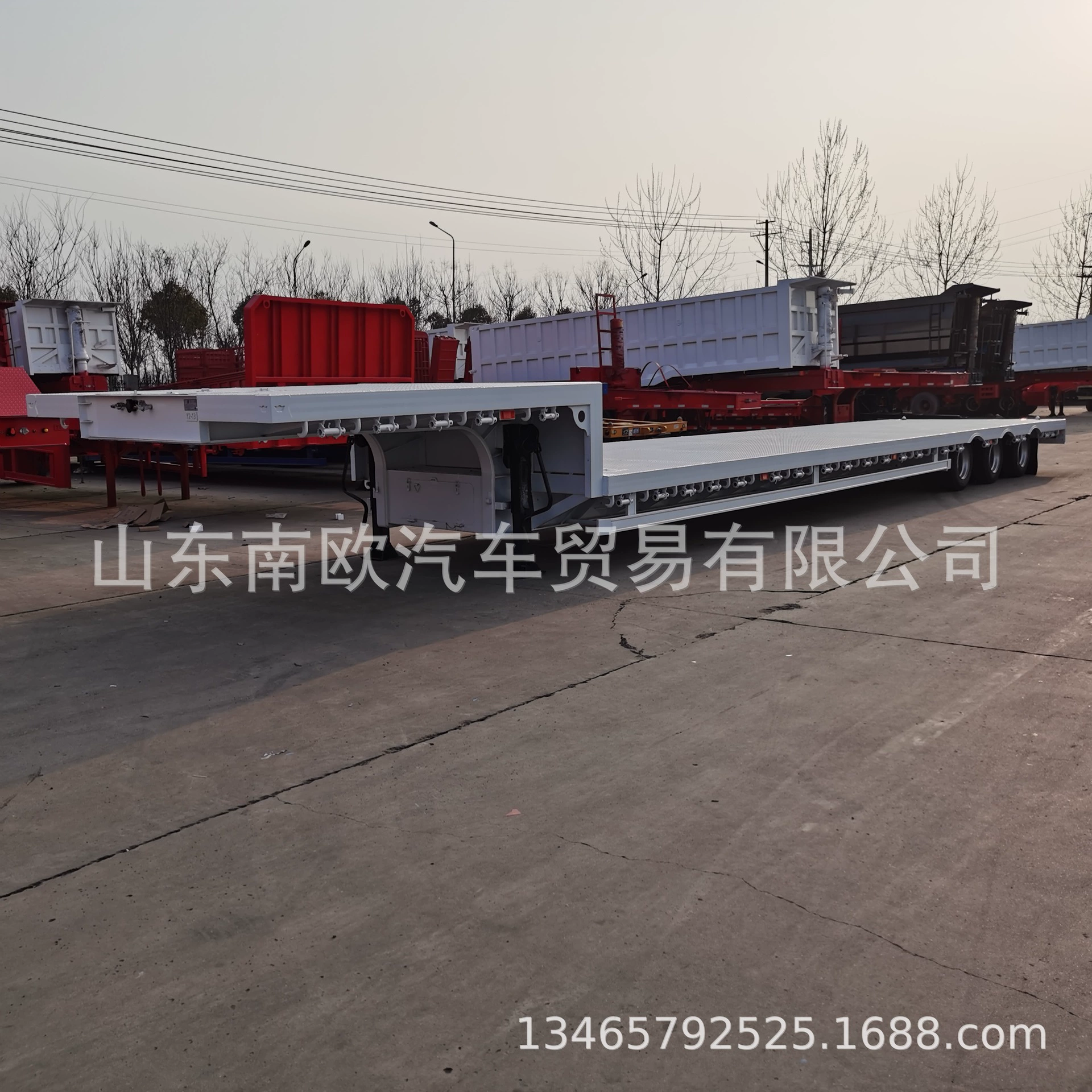 Экспорт плоский полуприцеп Гусиная шея низкий плоский полуприцеп