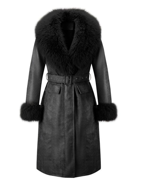 Women's Solid Color Fur Trim Jacket Casual Long Sleeve|undefined
