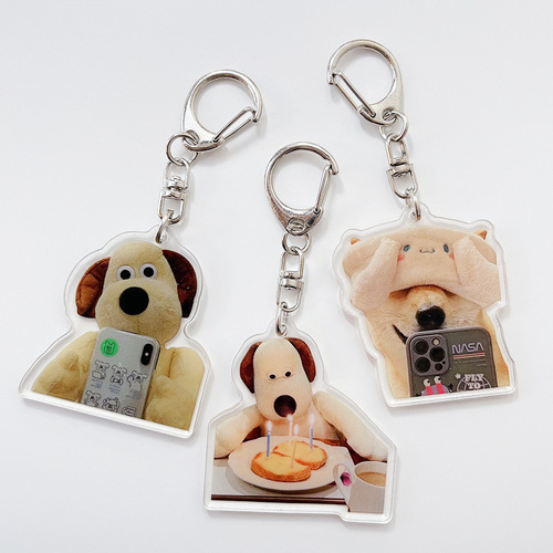 Cartoon cute retro leader dog peripheral acrylic keychain couple bag mobile phone decoration key chain small pendant