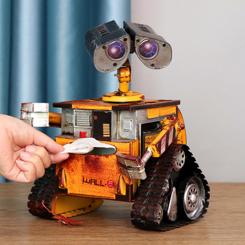 WALL-E robot model metal paper box retro creative living room tissue box wrought iron ornament gift