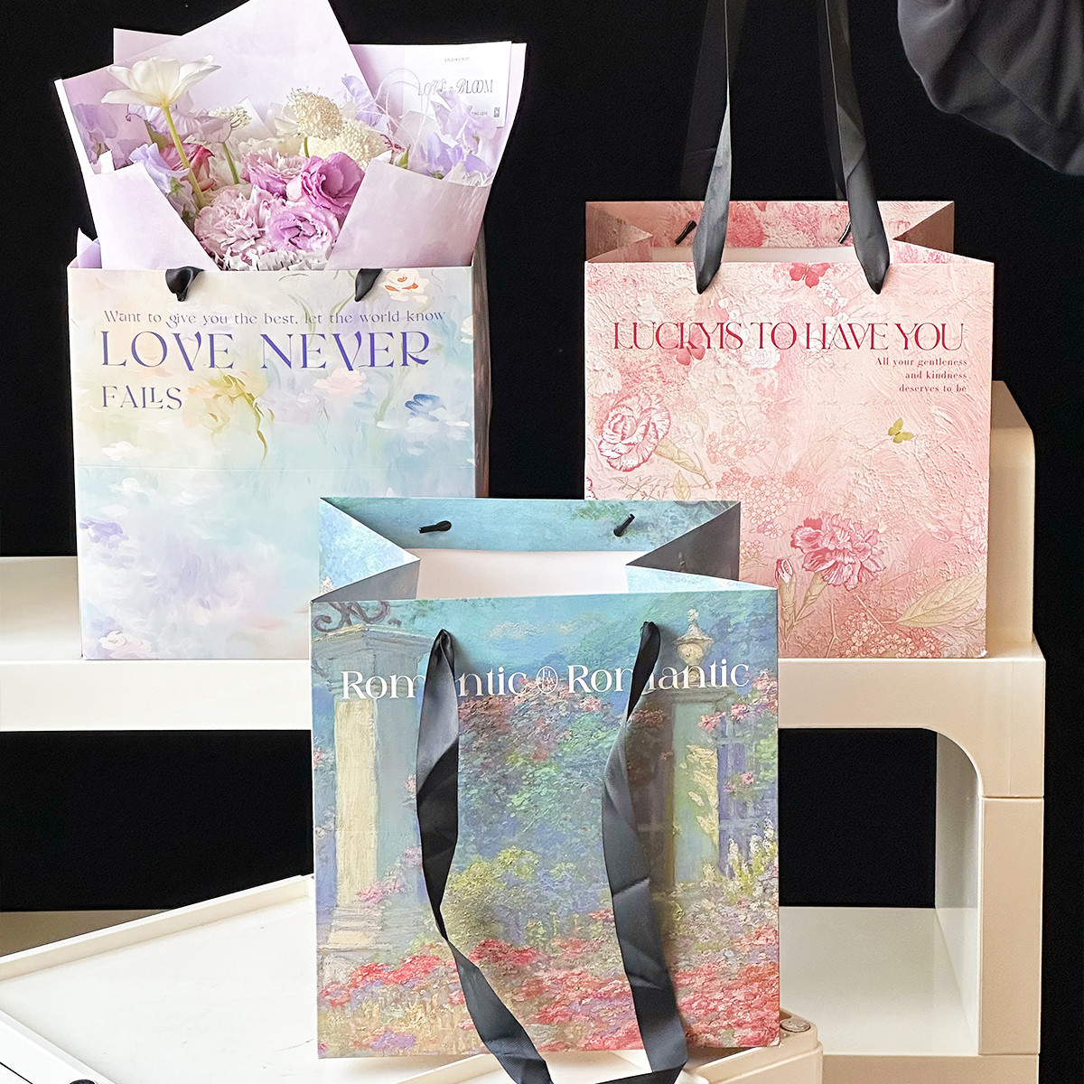 520 bolsas de paquete de flores bolsas de mano arreglos de flores materiales de flores al por mayor bolsas de regalo cuadradas retro al por mayor