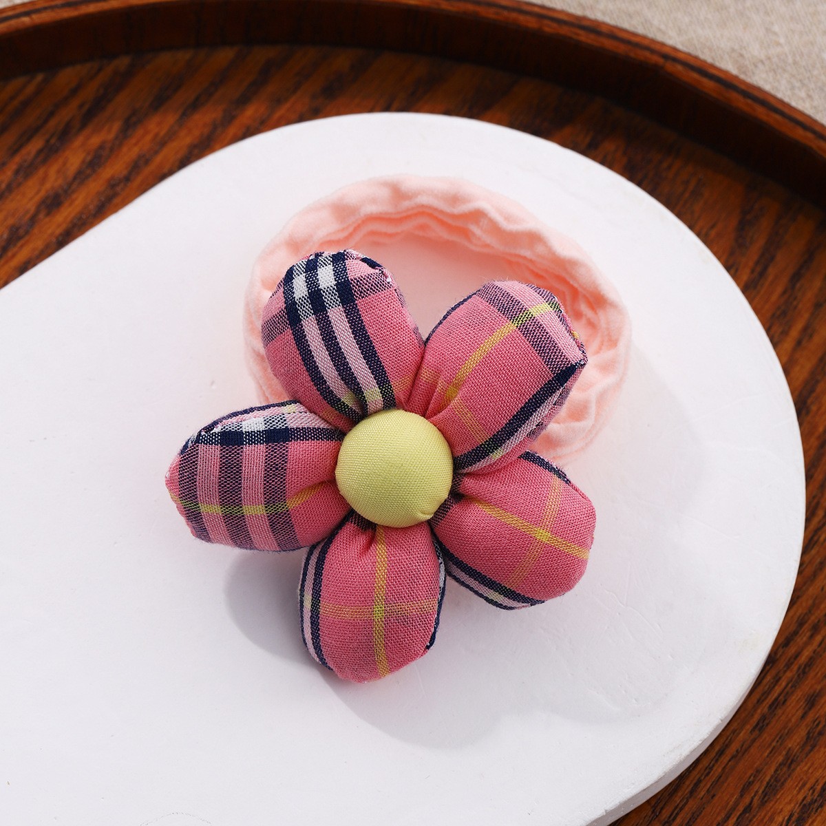 Anillo de cabello de flores de conejo para niñas, anillo de cabello de intestino pequeño de encaje para bebés, cabello elástico de cabello de cola de caballo alta