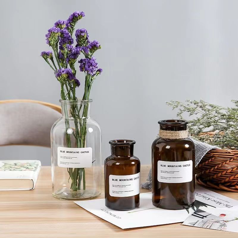 Ins jarrón transparente de vidrio de estilo nórdico florero reactivo florero seco de alta calidad de escritorio adornos de decoración del hogar