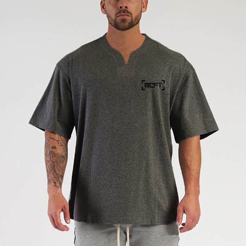 Summer new fitness short sleeve plus size loose T-shirt outdoor sports coach clothes men's small V-neck half sleeve top Summer new fitness short sleeve plus size loose T-shirt outdoor sports coach clothes men's small V-neck half sleeve top