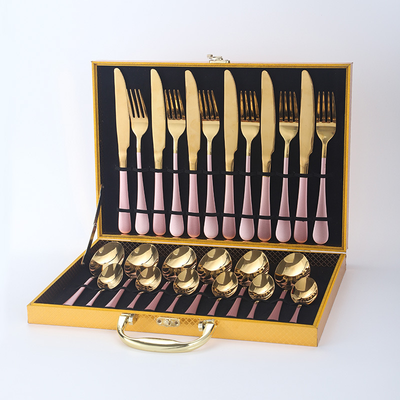 Venta caliente de Amazon 1010 vajilla de acero inoxidable 24/36/48 Set 4 piezas principales transfronterizo cuchillo de comida occidental, tenedor y cuchara traje