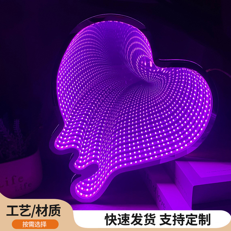 Creative Night Light Decoration for Valentine's Day, Layered Mirror Lamp, USB Light-Emitting Lamp, Bar Atmosphere Light Creative Night Light Decoration for Valentine's Day, Layered Mirror Lamp, USB Light-Emitting Lamp, Bar Atmosphere Light