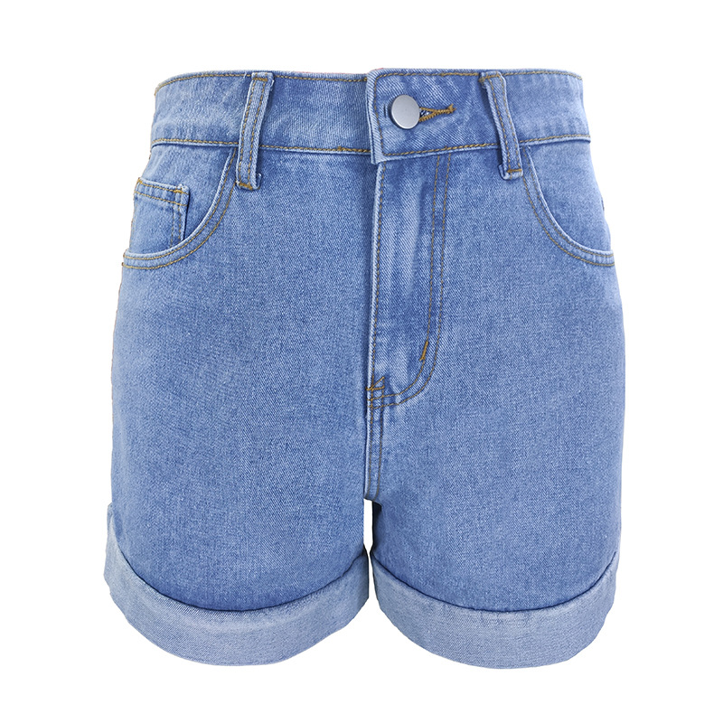 Rullade jeansshorts för kvinnor Raka högmidjade Skinny Pop Hot Pants_voghion.com