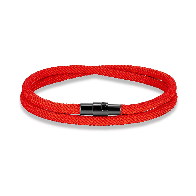 Cross-border Amazon stainless steel magnetic buckle double-layer Milan rope sailing rope bracelet couple lucky red rope animal year decoration Cross-border Amazon stainless steel magnetic buckle double-layer Milan rope sailing rope bracelet couple lucky red rope animal year decoration