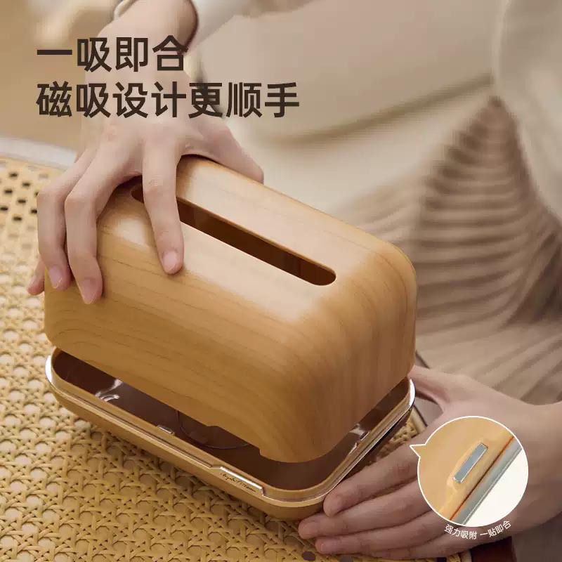 Caja de dibujo Caja de papel de servilleta para el hogar de escritorio de alto valor de alta calidad Caja de pañuelos de almacenamiento de sala de estar de color de madera de imitación creativa