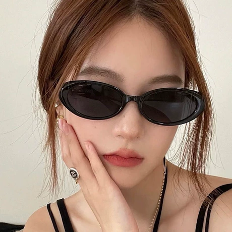 小框太阳镜女欧美复古水滴形墨镜女果冻色防晒太阳眼镜个性风潮