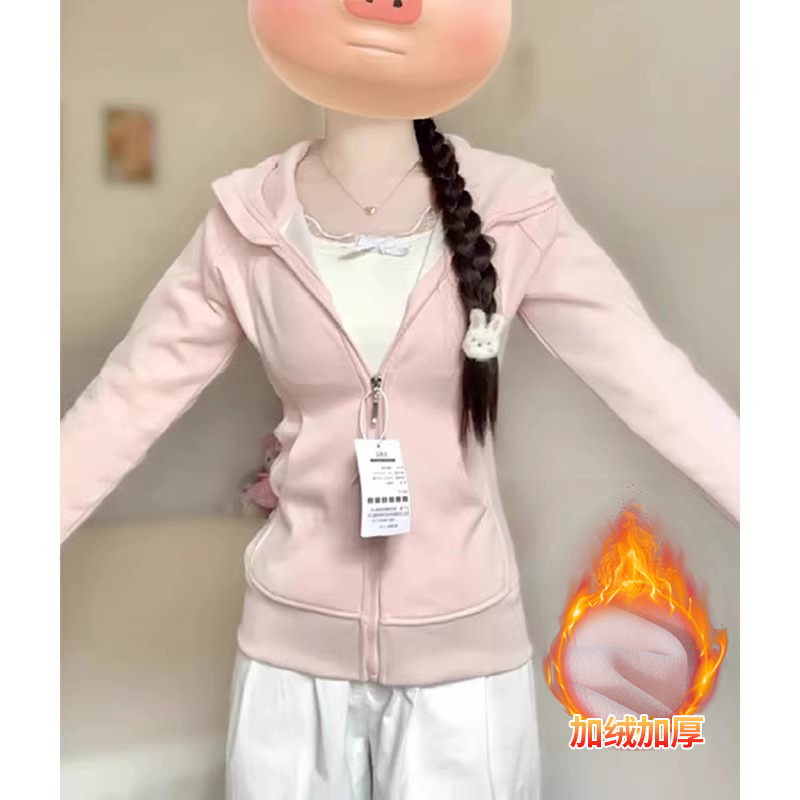 山东即墨卫衣2025秋季新款正肩腰连帽紧身秋季显瘦韩系外套小个子|undefined