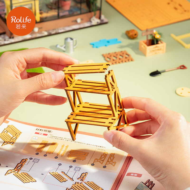 Ruo Wei Ruo Lai Kaixi Flower House Diy House Rompecabezas de la casa modelo de bricolaje Casa en miniatura Escena ensamblada Regalo de juguete