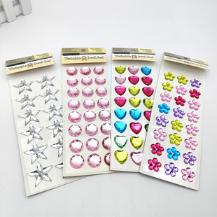 Shiny Girly Heart Diamond Stickers Gem Crystal Diamond Stickers Handbook Heart Kidsren's Handmade Stage Stickers Creative