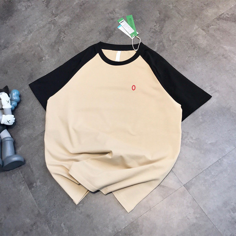 Raglan Women's Summer Short-Sleeve T-Shirt, Round Neck, Loose Fit, Sports T-Shirt with Color-Blocking, Trendy Small Logo, Dropshipping