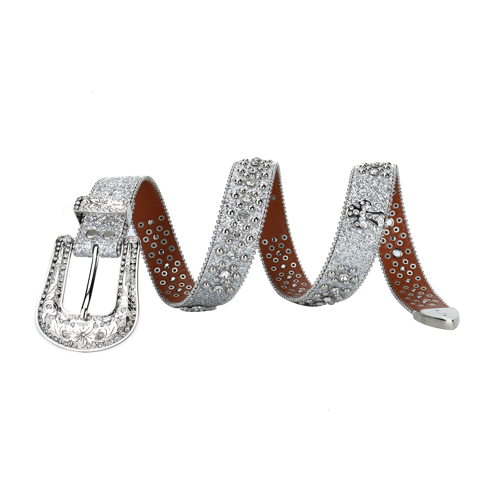 Correa de diamantes de imitación de destello de plata transfronteriza europea y americana Correa de mujer con incrustaciones de diamantes de imitación completa tendencia de la personalidad de la moda de las mujeres al por mayor