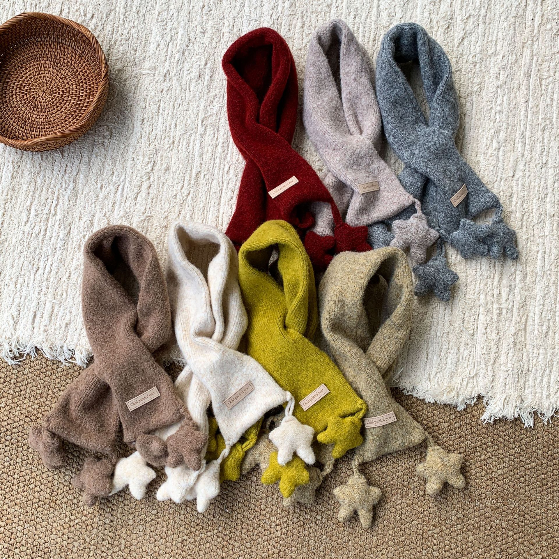 Bufandas de invierno para niños 2025 nuevo engrosado calentamiento estrellas de lana de punto para niñas baby bib