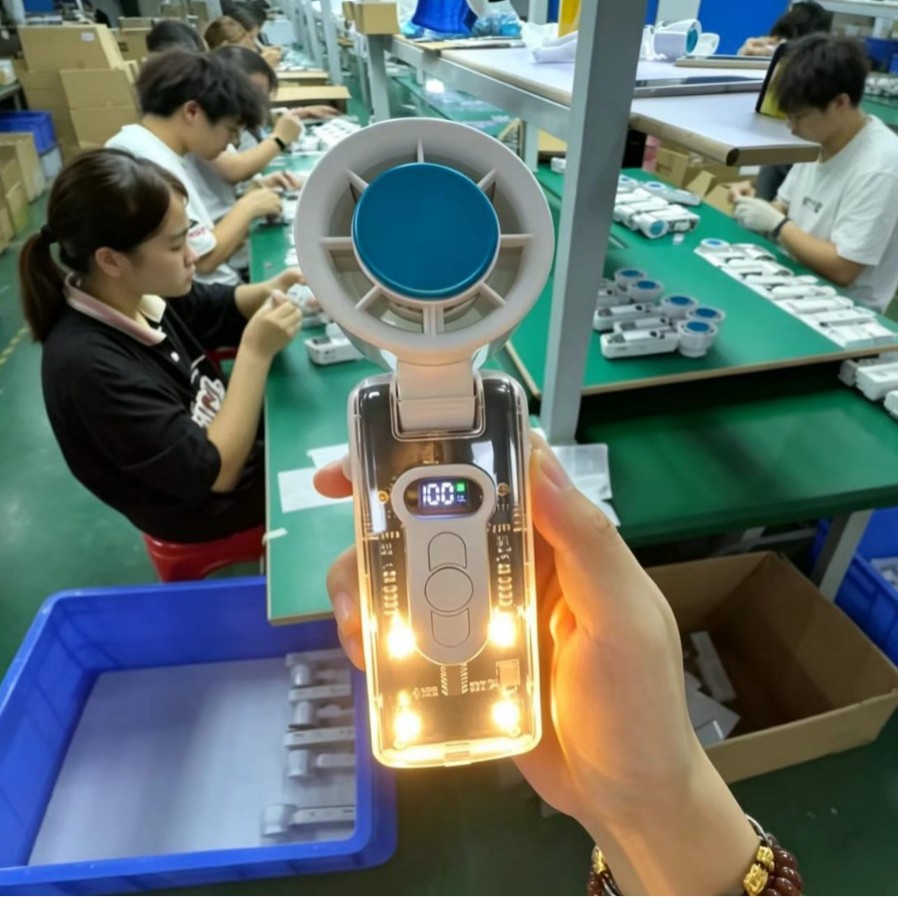 新款FC08高速冰敷手持风扇便携式户外透明机甲迷你桌面涡轮小风扇