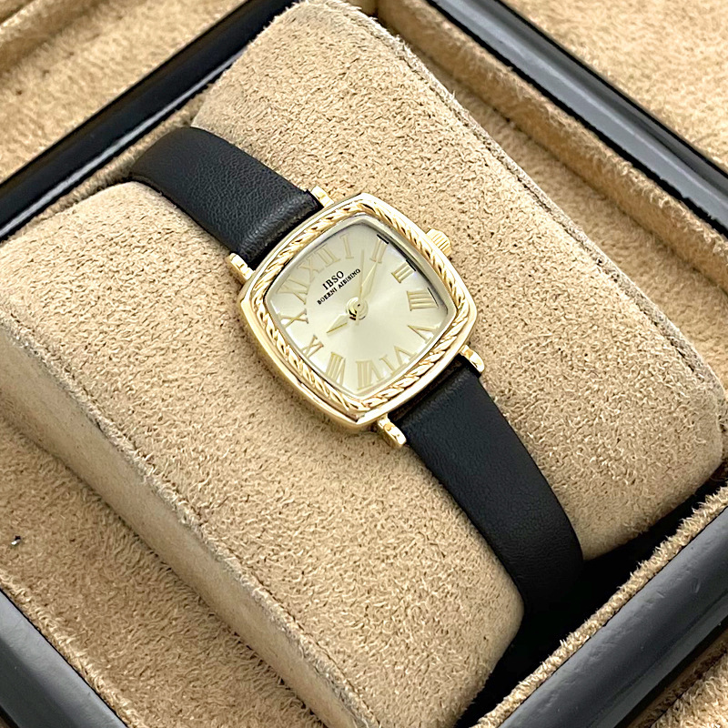 IBSO New Genuine Leather Waterproof Small Square Elegant Fashion Trend Student Simple Women's Watch_voghion.com