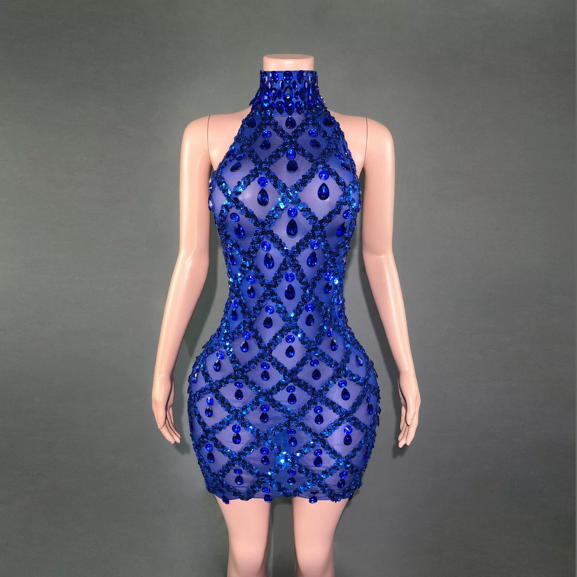 Платье трансграничное платье Сексуальное блестящее перспективное платье со стразами Короткие рукава карнавальное вечернее платье платье