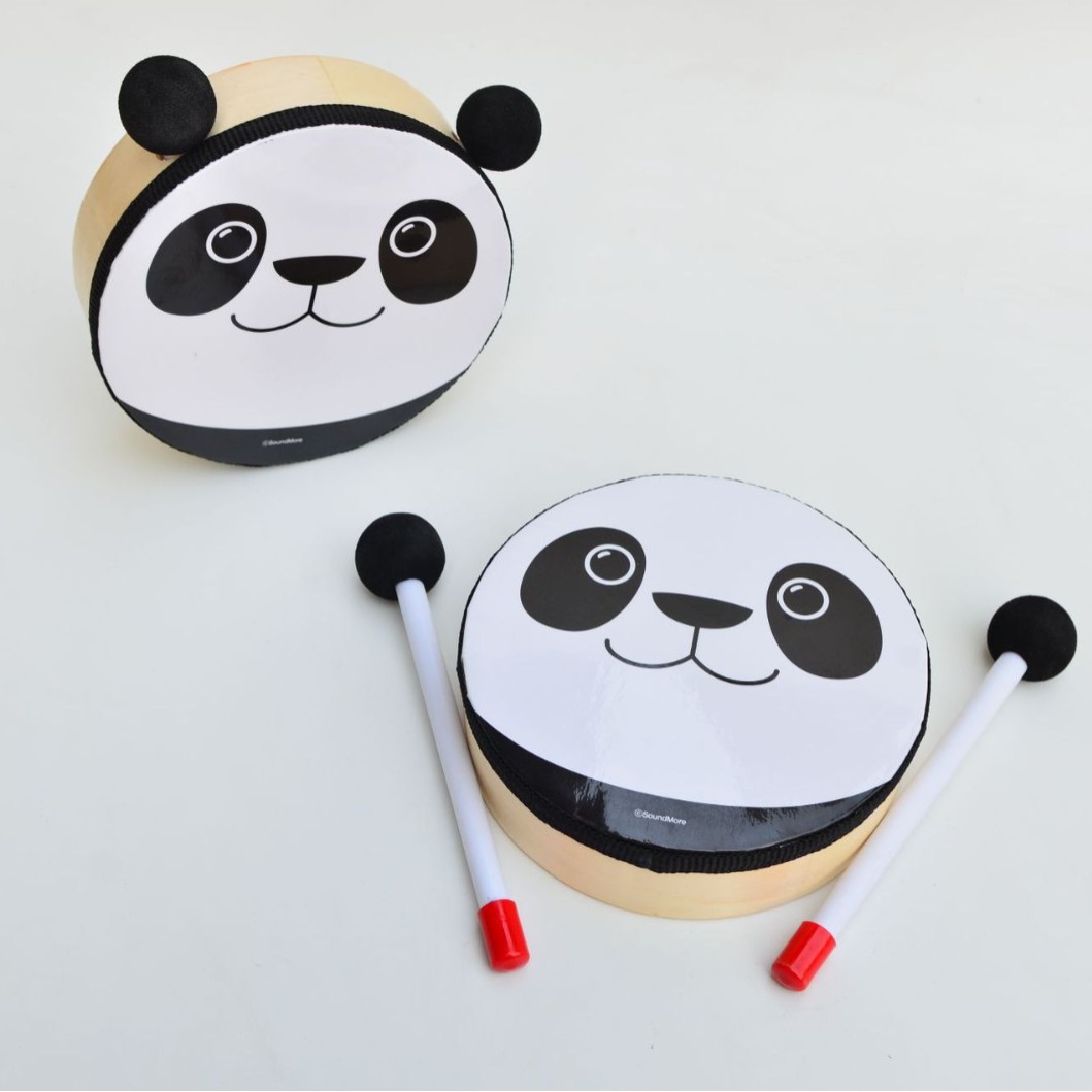 Orff instrumento de percusión oso tambor de mano tambor de Kindergarten niños interactivo material didáctico tambor de dibujos animados al por mayor tambor de mano