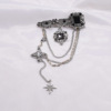 Brand retro fashionable chain with tassels, brooch, suit, accessory, with gem