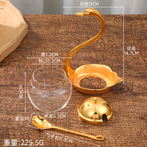 European alloy swan sugar cup condiment bottle new style home hotel zinc alloy glass condiment box directly supplied by the manufacturer