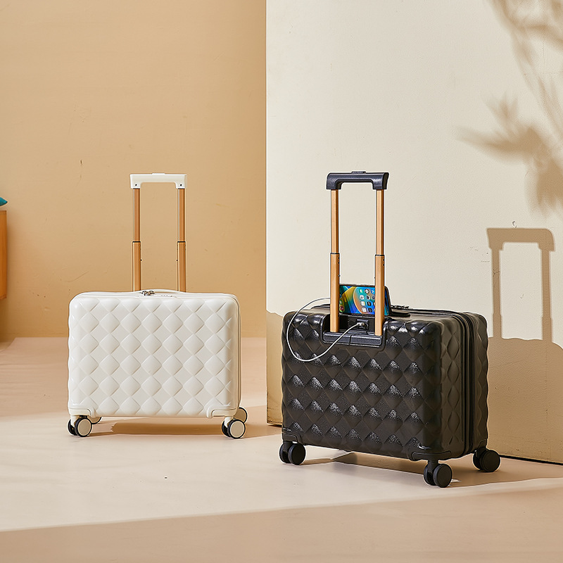 New 20 Inch Carry On Small Suitcase Lightweight Durable Travel Bag European American Leather Luggage_voghion.com