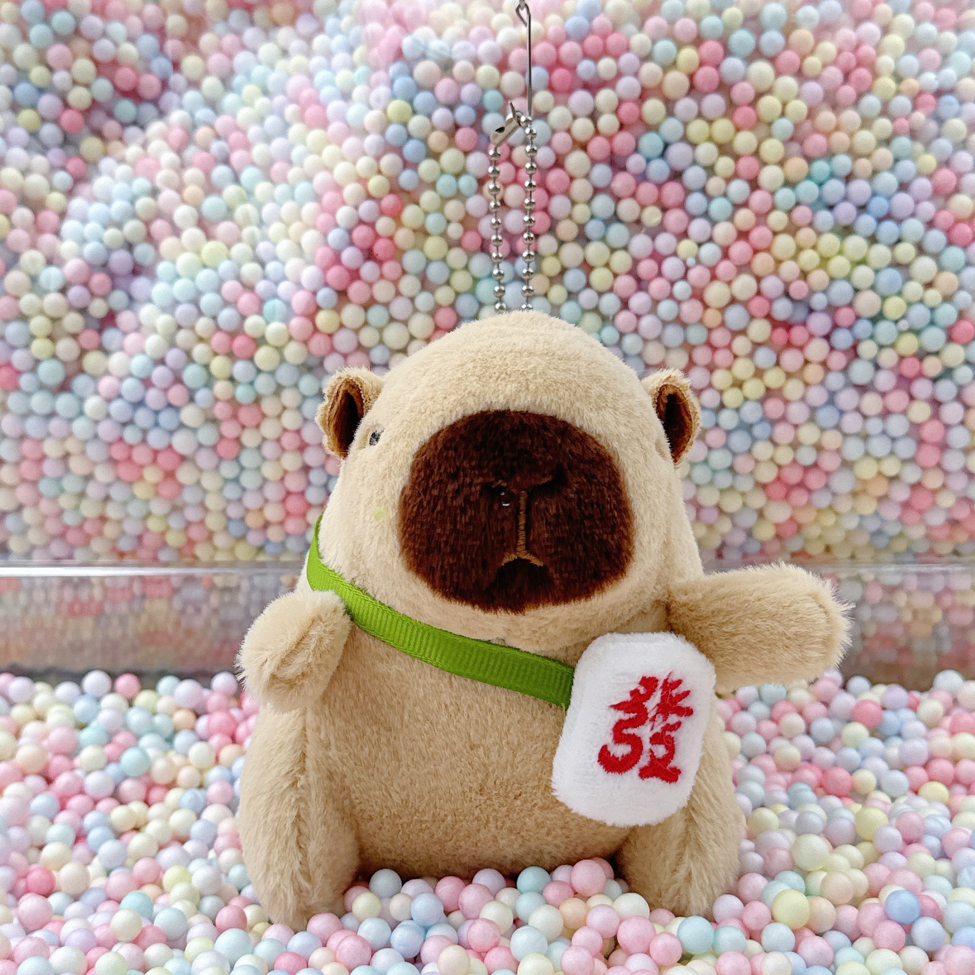 라이트 브라운 레드 포춘 카피발라 + 비즈 체인