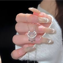 银贝S925纯银平安锁项链中国风天然玉髓吊坠项链配饰百搭批发跨境