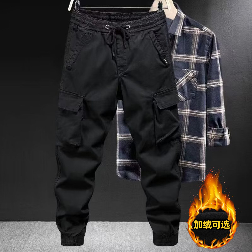 Monos de comercio exterior para hombre Otoño e Invierno Nuevo estilo coreano pantalones casuales sueltos de talla grande marca de moda al aire libre pantalones multibolsillos atados al tobillo