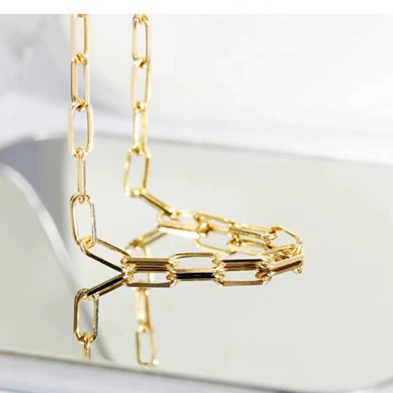 18-каратное Золотое ожерелье подлинные товары длинная перекрестная цепочка au750 золотая цепочка простое золото простое универсальное Женское Ожерелье