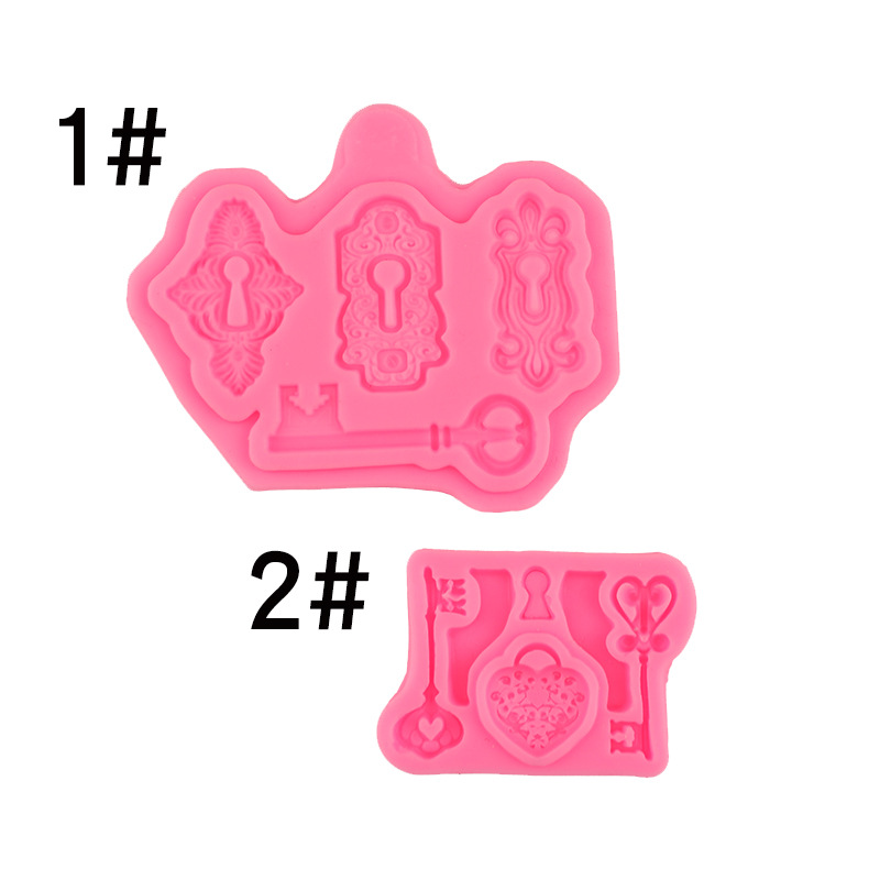 Retro en relieve clave silicona fondant DIY molde hecho a mano pastel de chocolate epoxi decoración Accesorios