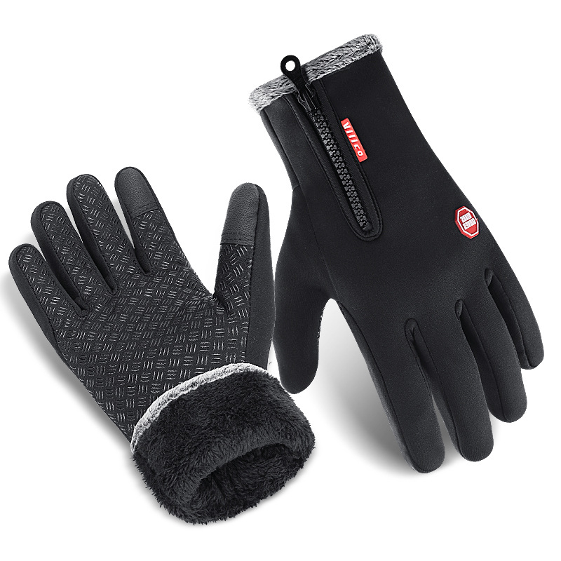 Guantes de invierno para deportes al aire libre, resistentes al viento y cálidos, con pantalla táctil, para ciclismo, forrados de lana y engrosados para esquí y protección contra el frío.