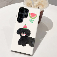 趣味黑色泰迪小狗三星S22Ultra手机壳S25新款Phone17防摔保护套14