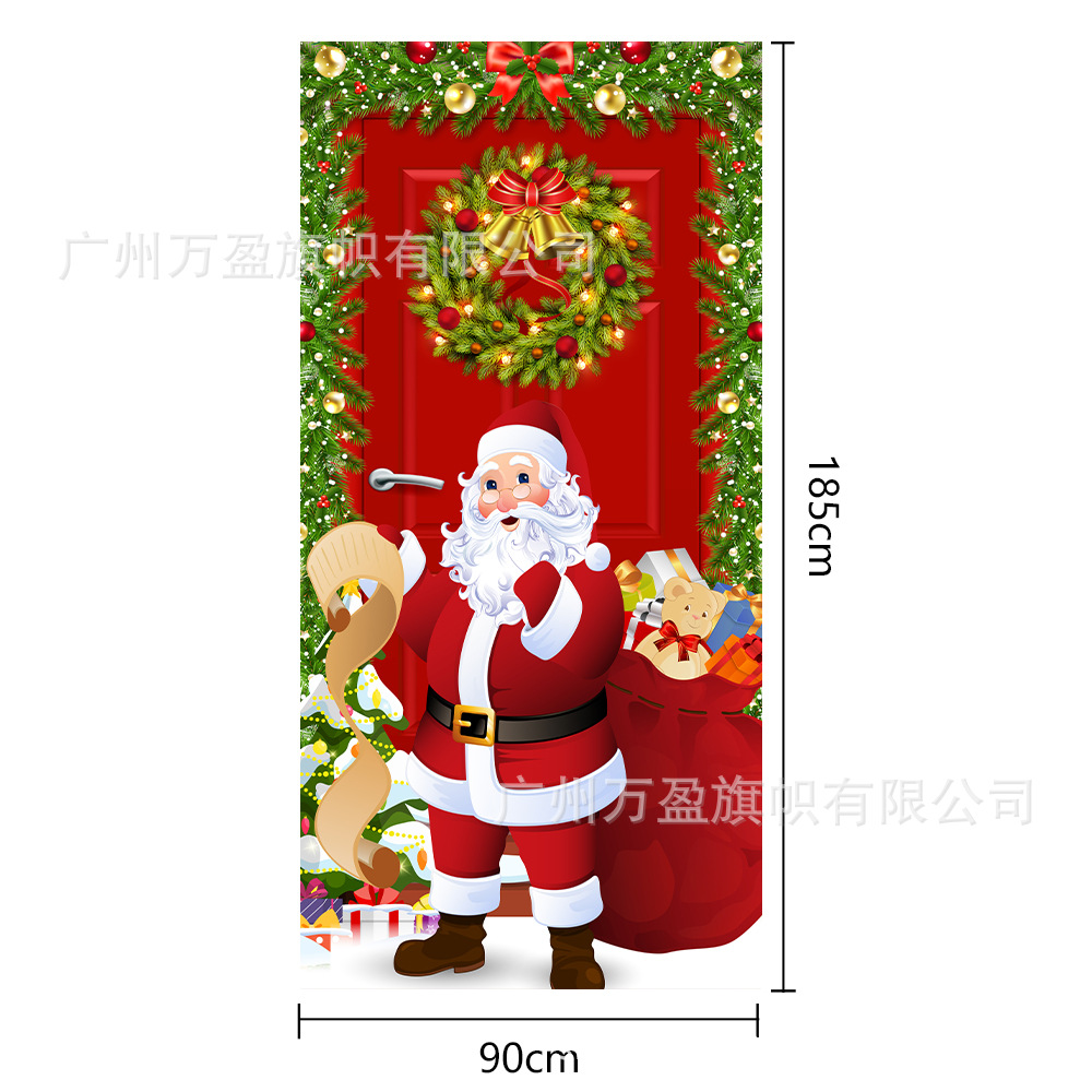 2025 nuevos productos de navidad cortina de bandera Santa Claus para ver la hoja de regalo decoración de tela colgante Bandera de bienvenida de Navidad