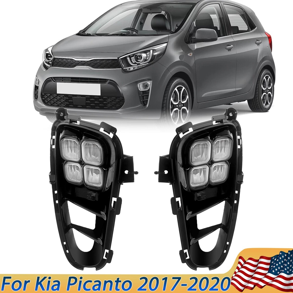Kia For Kia 17-20 Picanto Daytime Running Lights Modified Fog Lights (Gündüz işıqları) - one-set-price