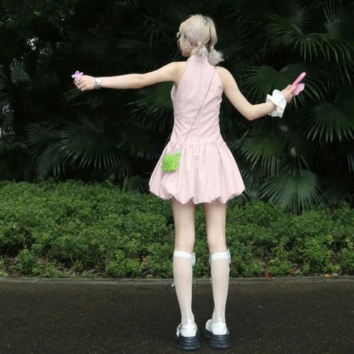 French sleeveless V-neck dress for children's summer 2025, petite size, waist-cinching, full skirt, temperament, hydrangea dress