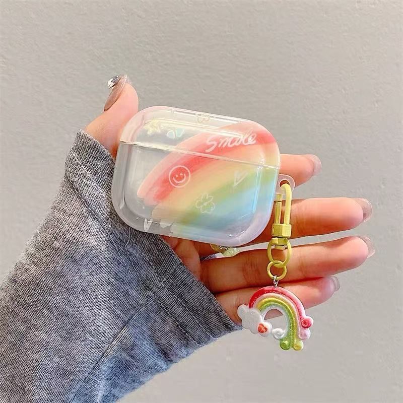 Arco iris sonriente para airpods4 generación airpodspro2 Apple auriculares cubierta 3 generación 2 generación 5 generación