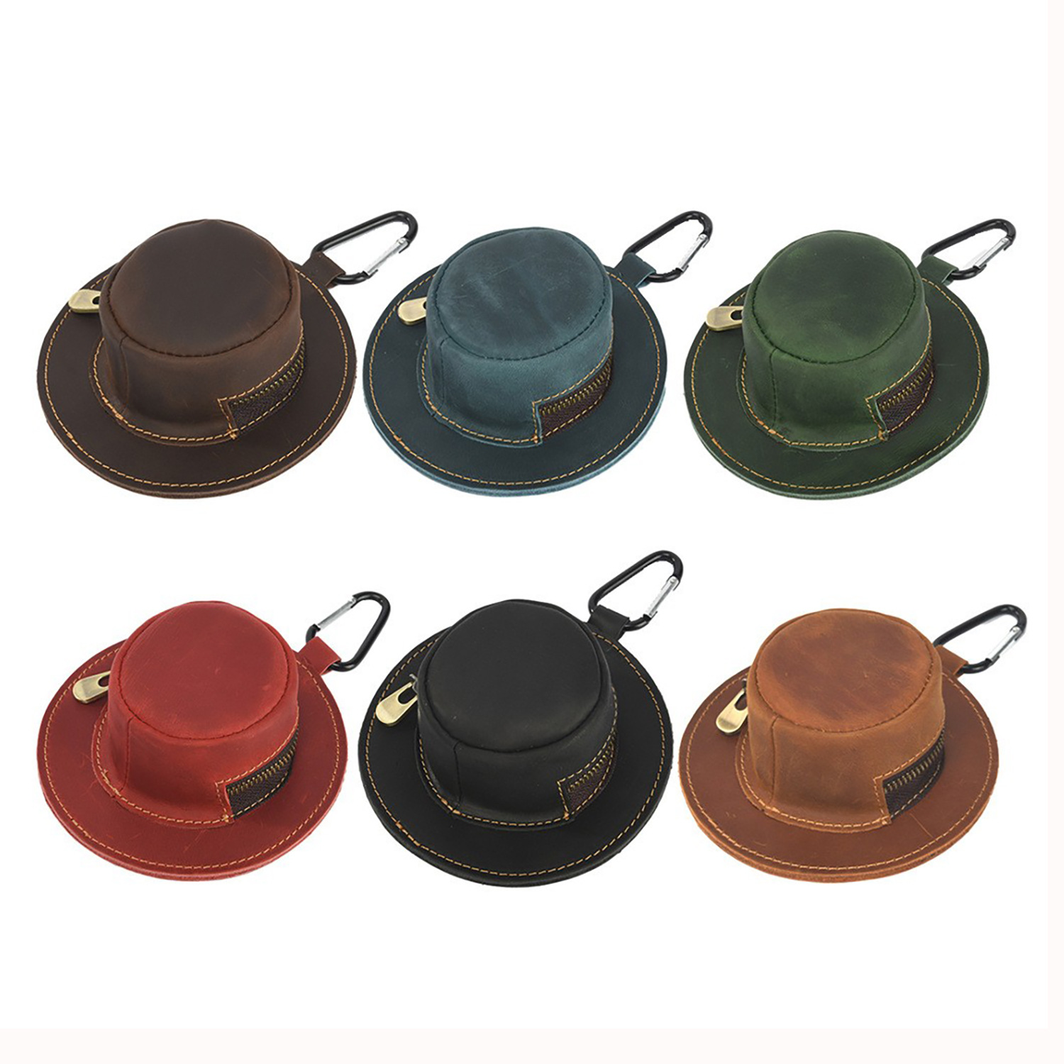 新款疯马皮个性创意帽子零钱包复古散钱硬币收纳包腰挂小钱包真皮