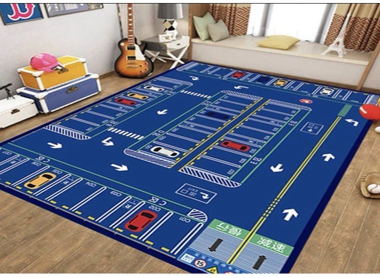 Kids Parking Traffic Game Mat Carpet Boy Car Cartoon Road Track Carpet Driveway Mat