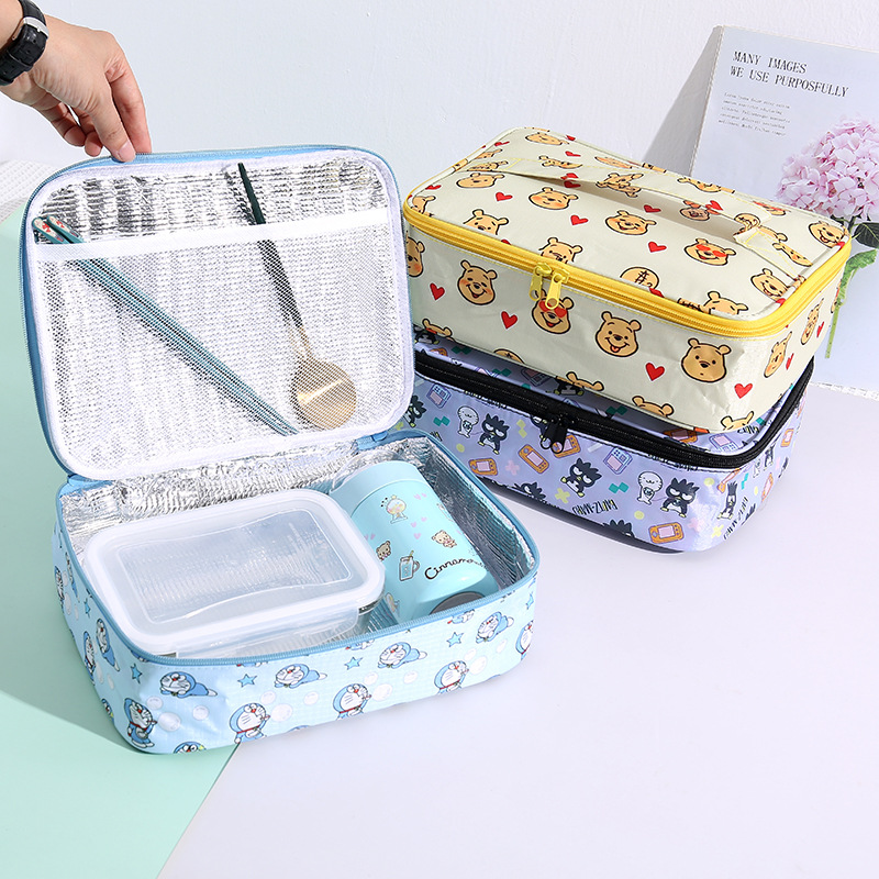 New cartoon large waterproof square insulated bag lunch bag fresh ice bag student lunch box bag picnic bag