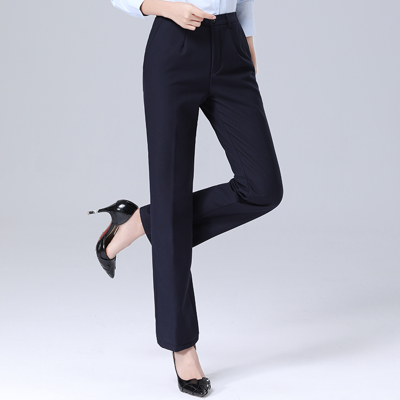 Women's Navy Blue Dress Pants for Bank Work, Spring Rural Credit Union Suit Pants, Summer Thin Professional Uniform Pants Women's Navy Blue Dress Pants for Bank Work, Spring Rural Credit Union Suit Pants, Summer Thin Professional Uniform Pants